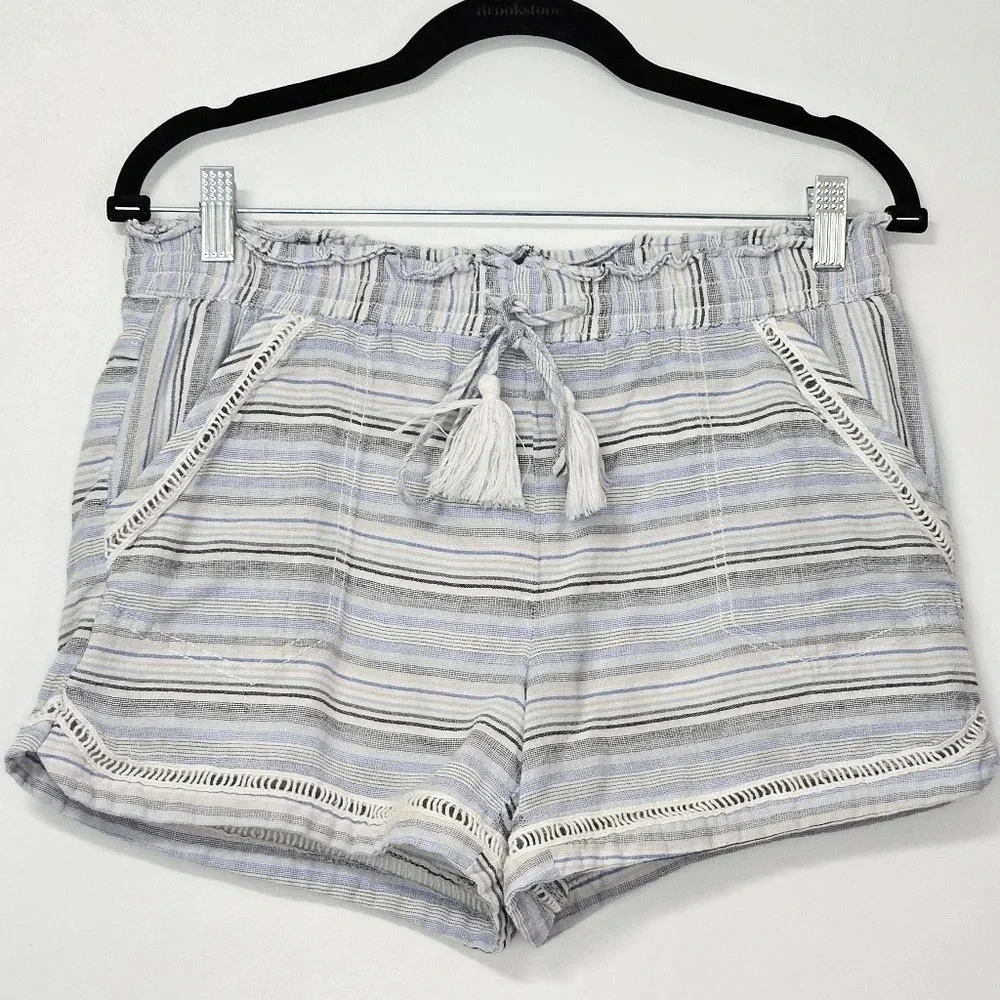Maurices Striped Cotton Drawstring Tassel‎ Shorts Women's Size L